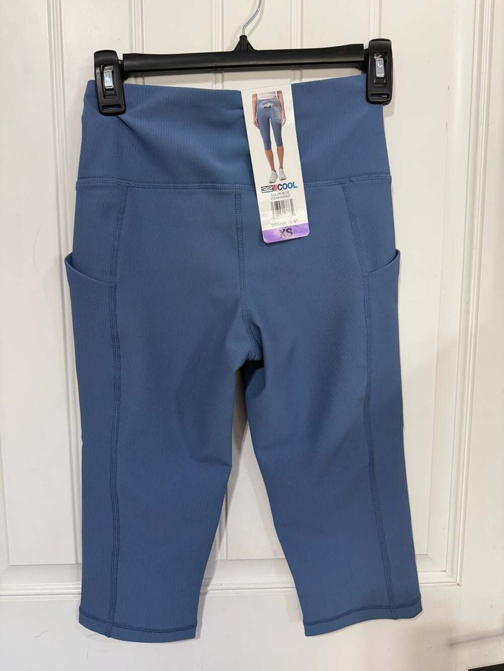 32 Degrees Cool Ribbed High Rise Capri Leggings Blue Size XS